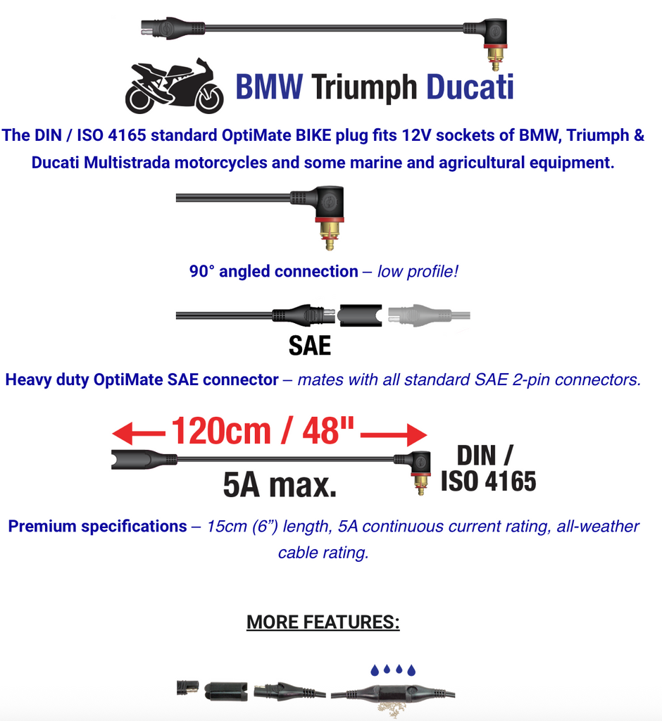 TecMate OptiMATE CABLE O-21, weatherproof battery supply - BMW